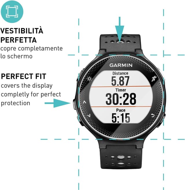Detalle de smartect Vetro Temperato (3 pezzi, Clear) per Garmin Forerunner 235