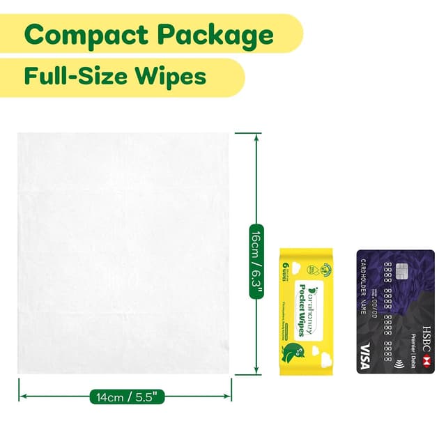 Detalle de Dorahoney Mini Reise-Feuchttücher für Babys & empfindliche Haut – unparfümiert, hypoallergen, Reisegröße (8er Pack mit 48 Tüchern)