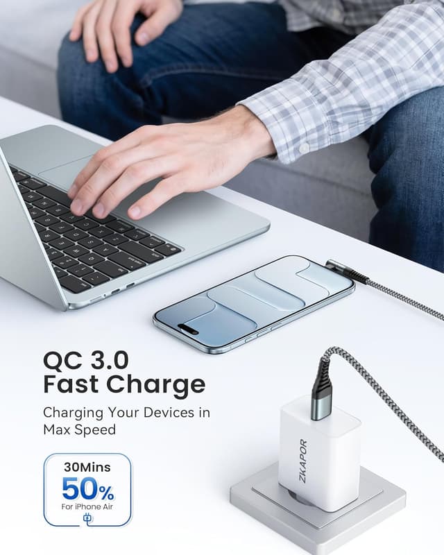 Thumbnail 2 de ZKAPOR USB C Kabel 2er Set 2 m 90°