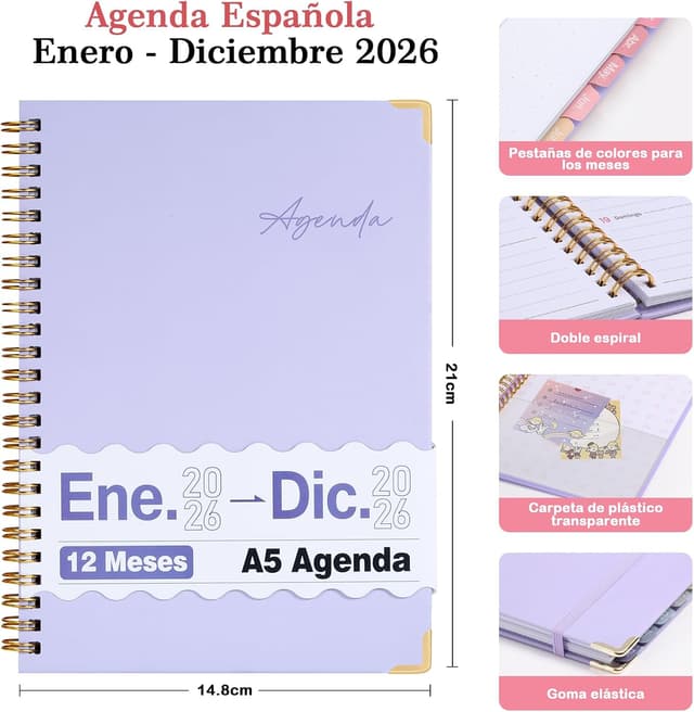 Detalle 2 de Agenda 2026 en Español con planificador semanal