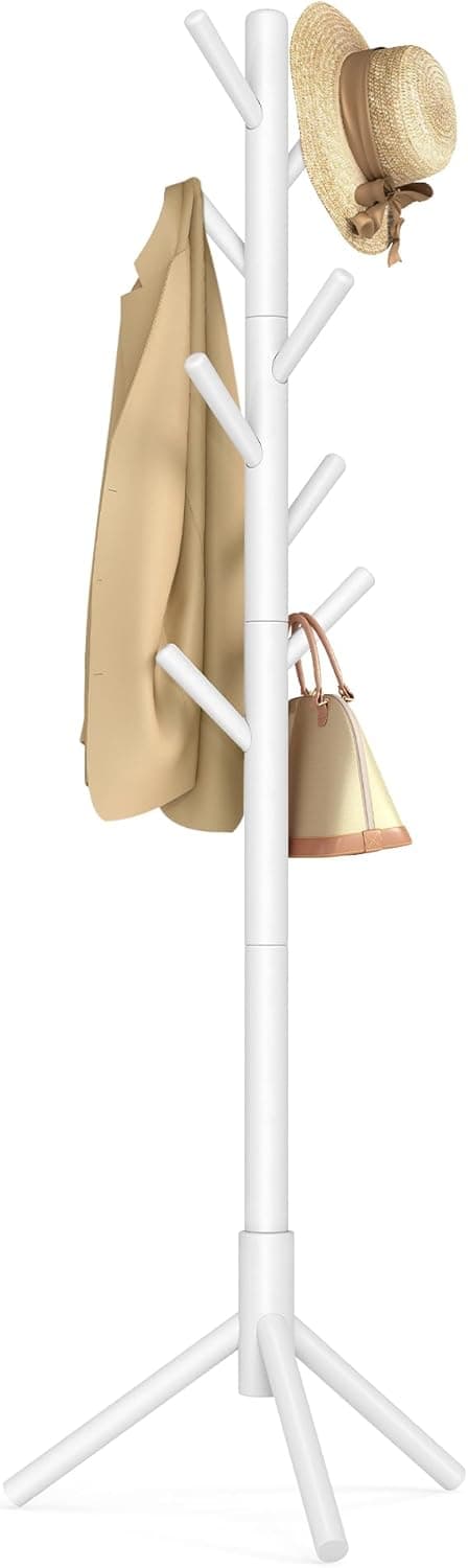 Detalle de VASAGLE RCR04WT Attaccapanni da terra 8 ganci in legno