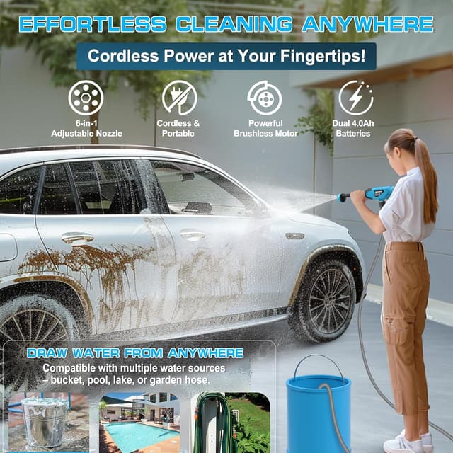 Thumbnail 1 de Cordless Pressure Washer 2 batteries — portable cleaner