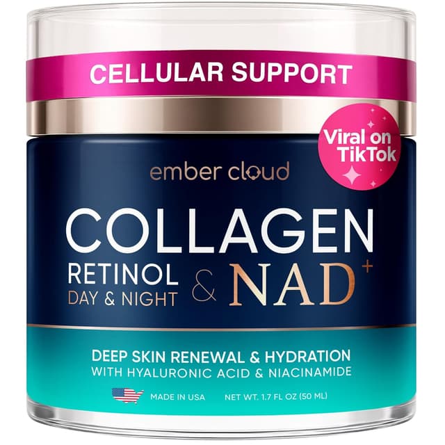Detalle de Collagen NAD+ Retinol, Niacinamide & Hyaluronic Acid Face Cream (Airless Pump) — Day & Night Anti-Aging Moisturizer, 1.7 oz