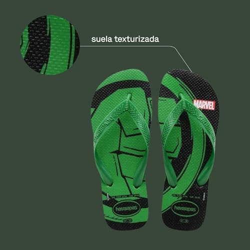 Detalle de Havaianas Top Marvel Logomania Mini Me, Black/Patria Green