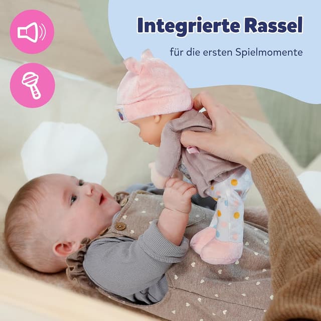 Detalle 2 de BABY born for babies Sweetie Mauve – weiche 30 cm Puppe mit integrierter Rassel, für Neugeborene geeignet