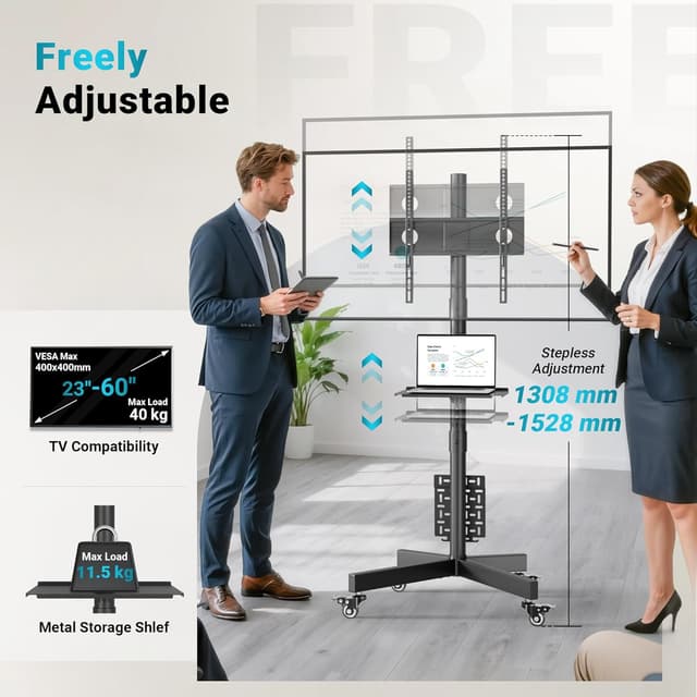 Thumbnail 4 de BONTEC Mobile TV Stand for 23–60 inch, 40 kg