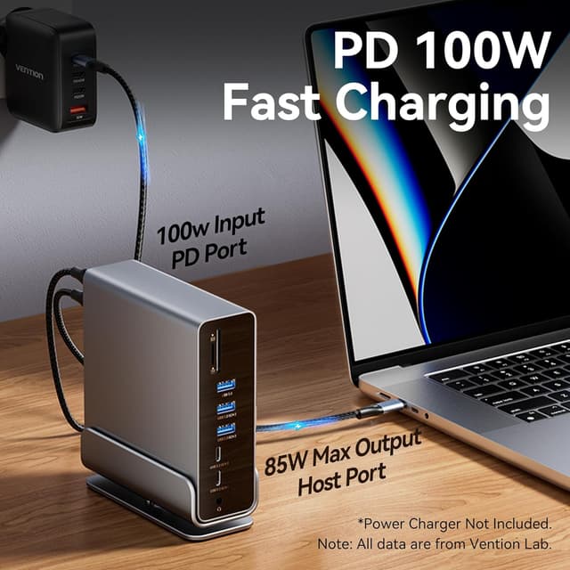 Detalle 1 de Vention USB C dock 100W 4K dual display