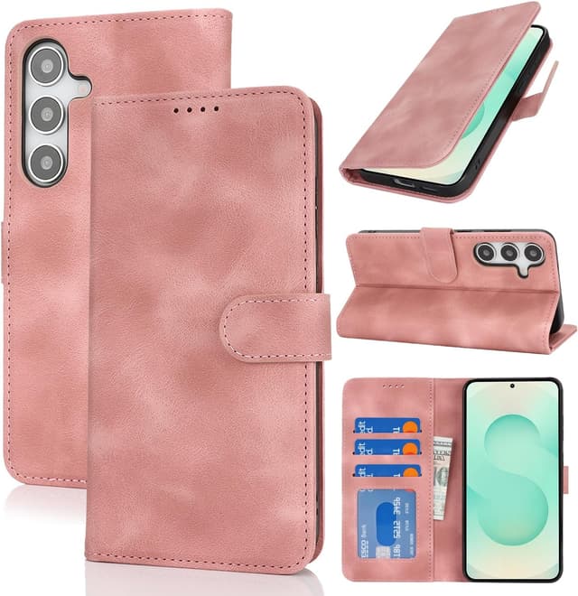 Detalle de Zouzt Hülle für Samsung Galaxy S25 Plus – stoßfeste PU-Leder Flip Wallet mit Kartenhalter und Standfunktion
