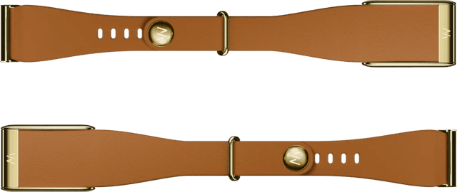 Detalle de WHOOP 5.0 LeatherLuxe Tapered Band Braun/Gold S/M – Lederarmband mit Druckverschluss für WHOOP One & Peak