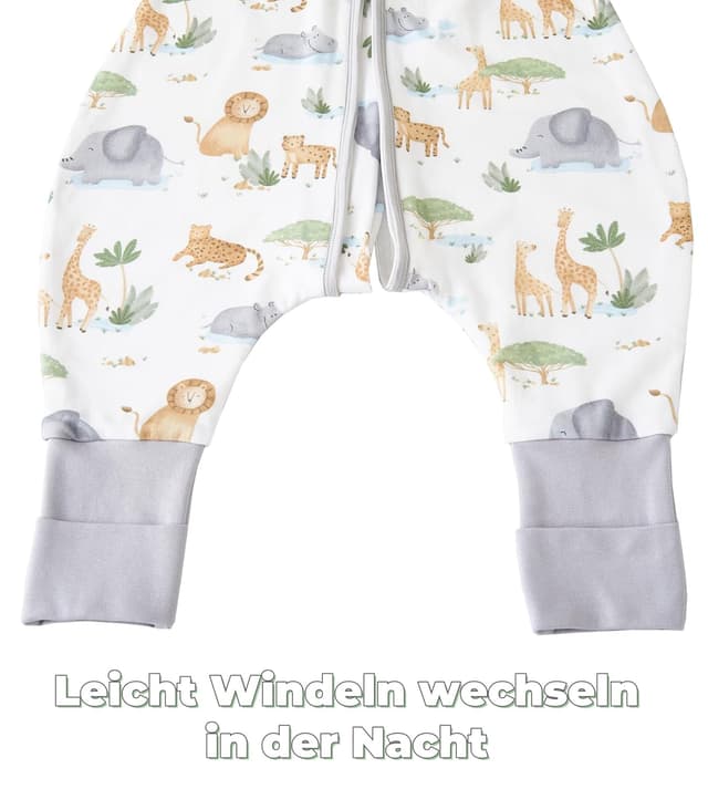 Detalle 2 de Chilsuessy Baby-Schlafsack mit Füßen im 2er-Set, 1,5 Tog – 100% Baumwolle (105–120 cm)