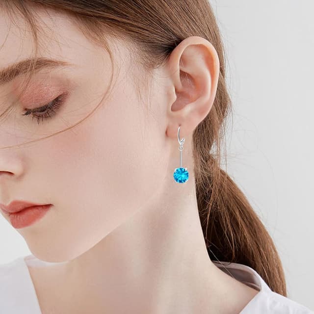 Thumbnail 6 de VONSSY Gemstone Drop Dangle Earrings 18k plated