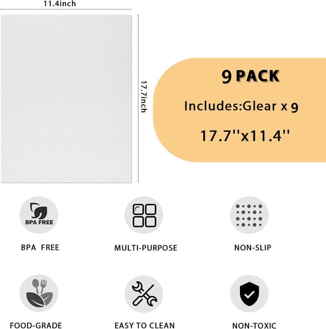 Detalle 2 de AKINLY 9-Pack Washable Waterproof Fridge Liners and Drawer Mats (White)