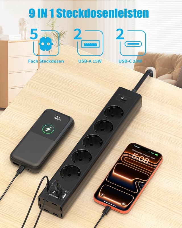 Thumbnail 2 de 360° Montierbare Steckdosenleiste USB