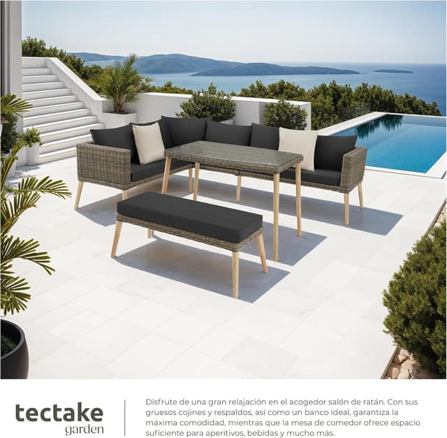 Thumbnail 3 de TecTake Conjunto jardín ratán 8 cm cojines