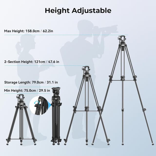 Thumbnail 3 de SMALLRIG AD-50Lite Trépied vidéo 158 cm