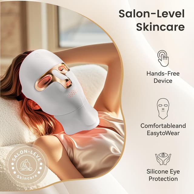 Detalle 2 de tinkoola Red Light Therapy Mask for Face & Neck (LED, 630nm) – USB-C Rechargeable, Cordless Design