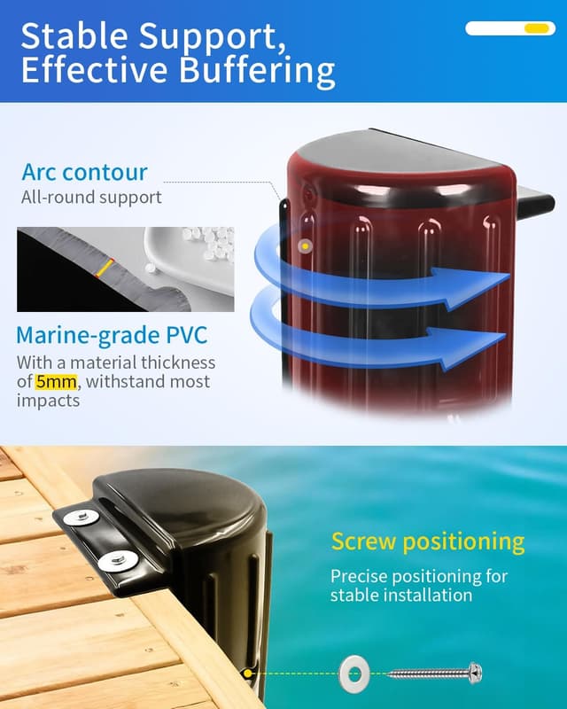 Detalle de OCEANBROAD Permanent Dock Bumpers (5mm PVC) with Stainless Steel Hardware