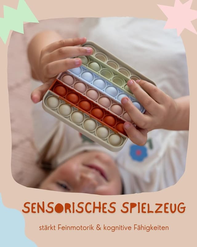 Detalle 2 de Valino Pop-It Spielzeug Pastellfarben (wasserfest, quadratisch, BPA-frei)