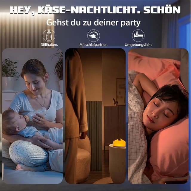 Thumbnail 6 de beek Nachtlicht Baby Stilllicht – nachttischlampe mit Käse-und-Maus-Design, USB-aufladbar, Touch & dimmbar