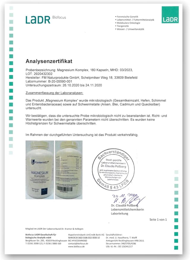 Detalle 2 de FürstenMED 180 Magnesium Komplex Kapseln 180 Stück