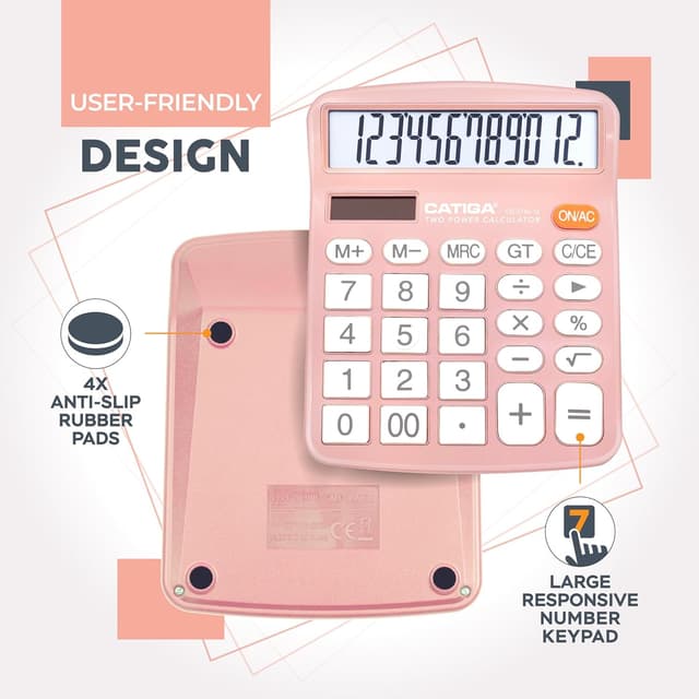 Detalle de CATIGA CD-2786 12-digit desktop calculator with large LCD and dual solar/battery power