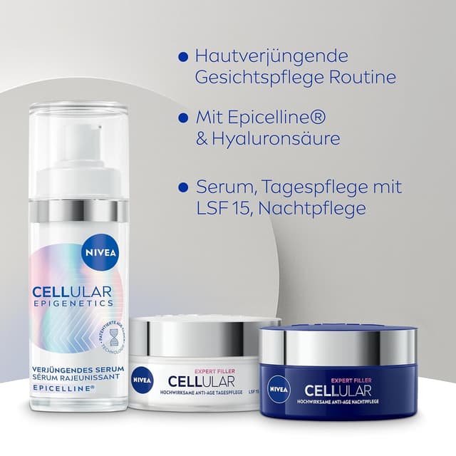Detalle 2 de NIVEA CELLULAR Expert Filler & Epigenetics Set: Tagescreme, Nachtcreme & Serum (Geschenkset)