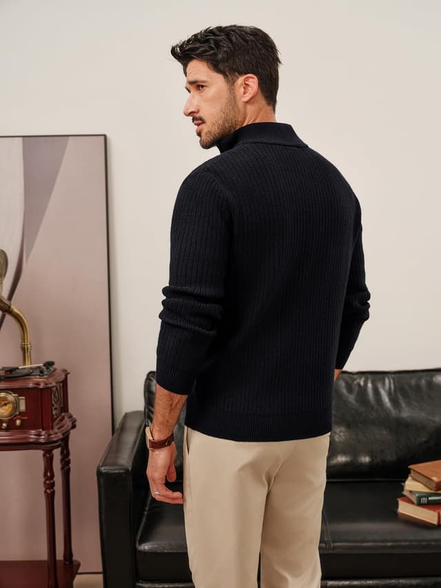 Thumbnail 3 de PJ PAUL JONES Maglione con zip 1/4 e scollo a V