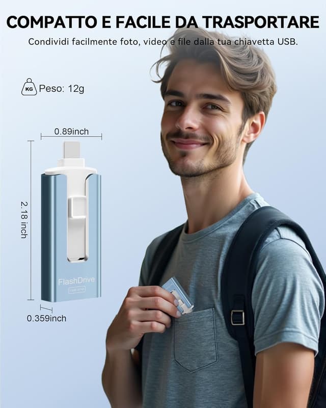 Thumbnail 6 de Chiavetta USB 256GB per iPhone con Lightning e Type-C 📱