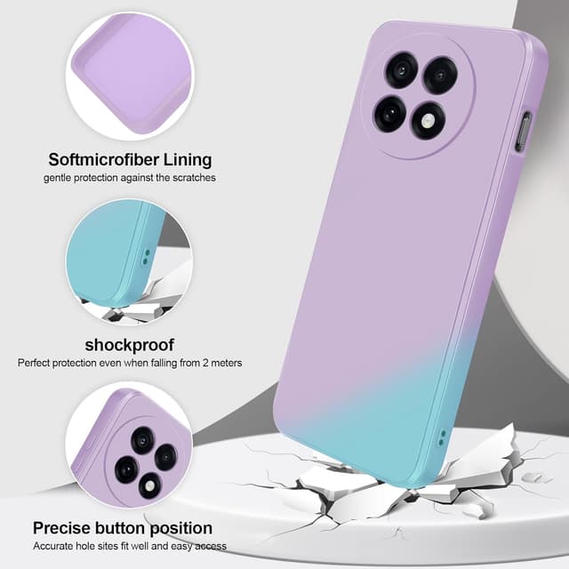 Detalle 2 de GiiYoon Liquid-Silikon Hülle für OnePlus 13R – kratzfestes Mikrofaserfutter, Rundumschutz (lila)