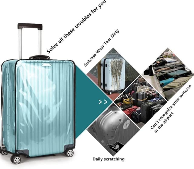 Detalle 2 de GigabitBest TSA-Approved Clear PVC Suitcase Cover for 24" Wheeled Luggage