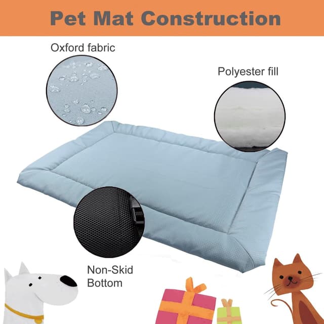 Detalle de Hisprout Portable Cat and Dog Bed – Waterproof, Foldable Pet Mat (Grey), 36 x 26 inch