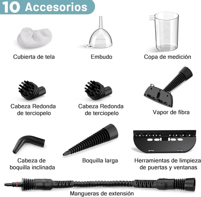 Thumbnail 6 de AKPIAN Nettoyeur Vapeur Portable : kit de 10 accessoires pour tapis, rideaux, canapés et plus