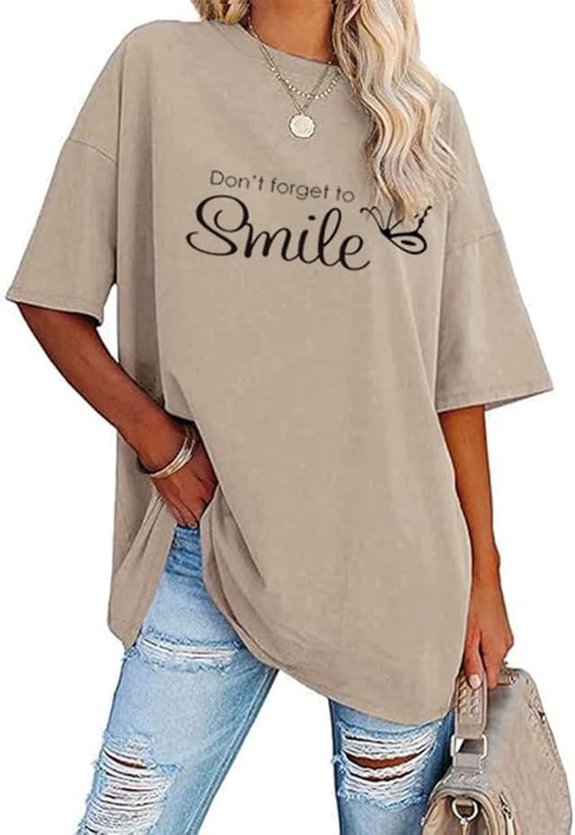 Thumbnail 6 de Teesho Damen Oversized Langarm-/Kurzarm-T-Shirt aus Baumwolle (75% Baumwolle) – lässige Casual-Tunika