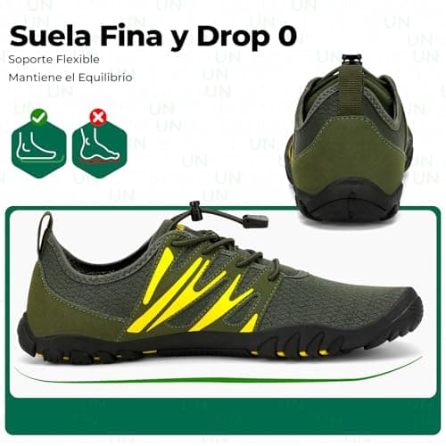 Detalle 2 de SAGUARO zapatillas barefoot para hombre en verde militar (talla 43 EU): escarpines de secado rápido y suela antideslizante