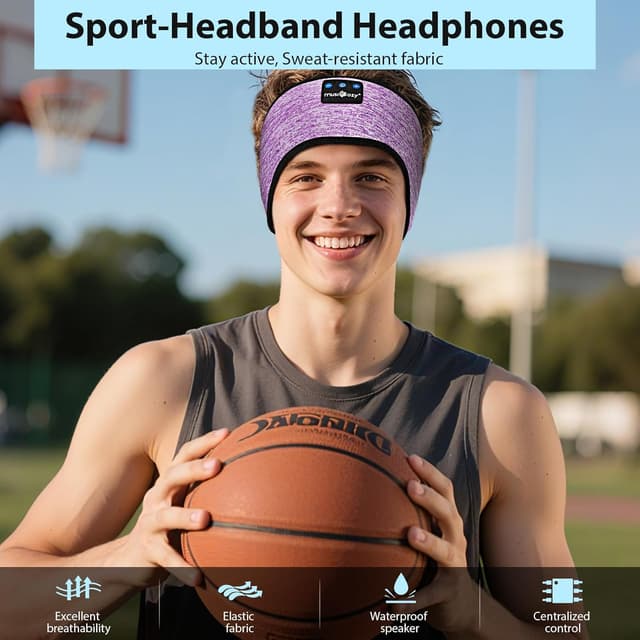 Detalle de MUSICOZY Bluetooth 5.4 Schlafkopfhörer als Stirnband – ultraleicht, waschbar, bis zu 14 h Laufzeit
