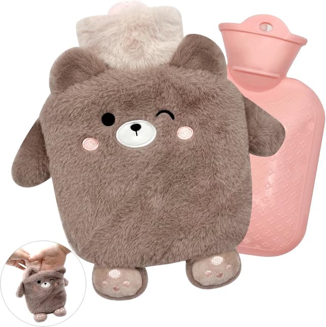 Detalle de YeahBoom Kinder-Wärmflasche Bär mit Handwärmerbezug – weich, abnehmbar & waschbar