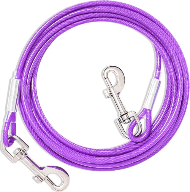 Detalle de Purple Dog Tie Out Cable (steel wire leash), 9m with durable 360° clips