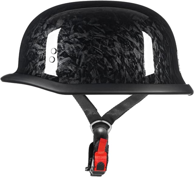 Detalle de Crown Racing German Style Half Motorcycle Helmet (Model-308) — DOT-Approved Open-Face Retro Helmet