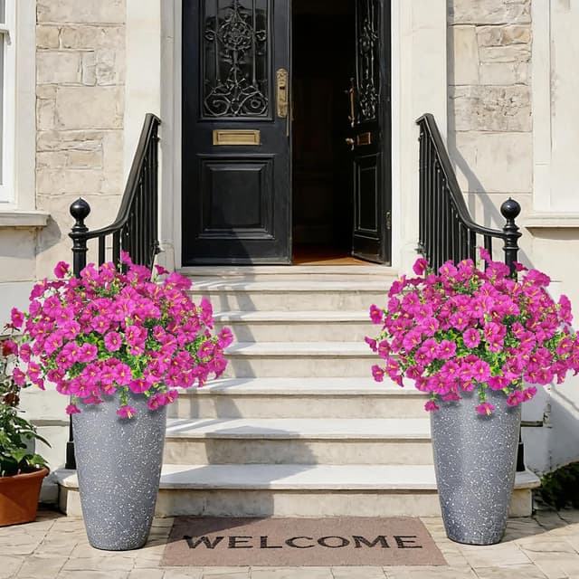 Detalle de TINA Kunstblumen wie echt, 9 Bündel – wetterfeste Balkonpflanzen für Innen & Außen