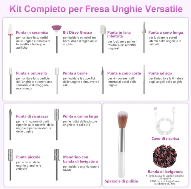 Thumbnail 6 de POFIBO Fresa unghie 12 in 1, 35000 RPM