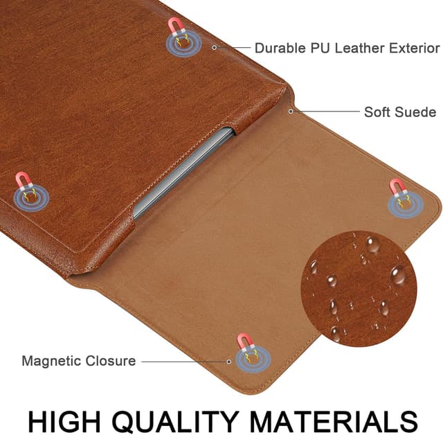 Detalle de HoYiXi 13,3 Zoll Laptophülle mit Standfunktion (Braun) – Schutzcover für 13–13,6" Geräte
