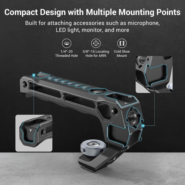 Detalle 2 de SMALLRIG Cold Shoe Top Handle 3764 mit 5 Kaltschuh-Adaptern für DSLR-Video-Rigs