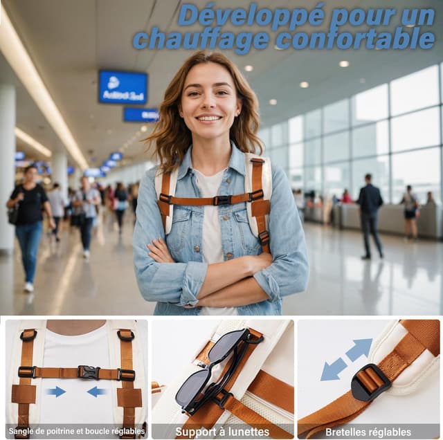 Detalle 2 de COOLIFE Sac de cabine et sac à dos de voyage 40×20×25 cm (format cabine) avec poches et emplacement ordinateur 13,3 pouces