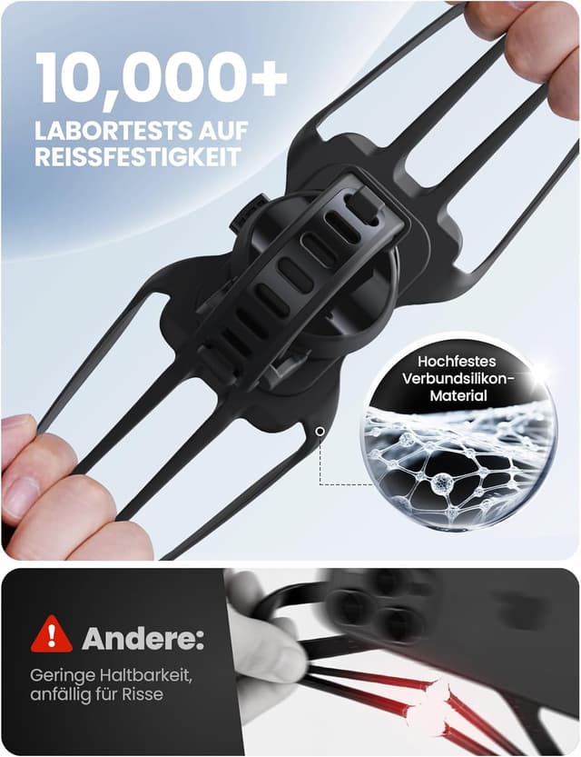 Detalle de JOYROOM Handyhalterung Fahrrad 2026 Upgrade (abnehmbar, 360° Drehung, Silikon-Stoßdämpfung) für Smartphones 4,7–7,0 Zoll