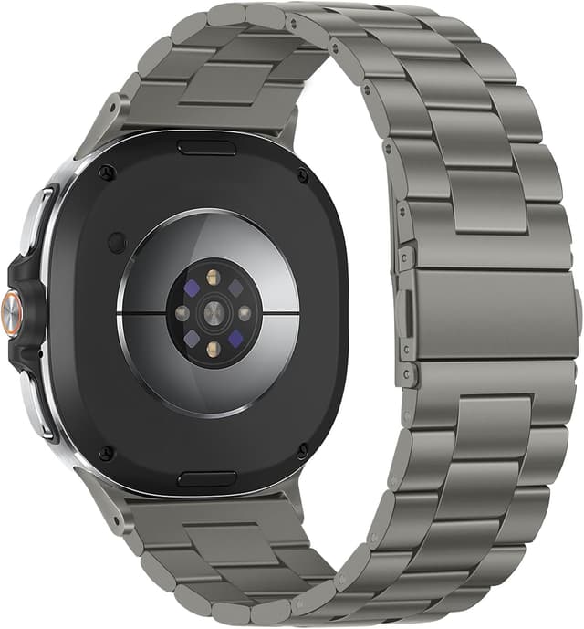 Detalle de Anlinser No Gap Bands 22mm Stainless Steel Metal Strap for Samsung Galaxy Watch 8 (44mm/40mm) & Watch 8 Classic (46mm) — Gray Titanium