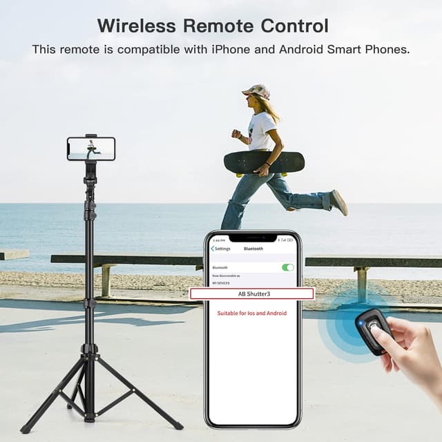 Detalle de JOILCAN 68" Phone Tripod with Overhead Gooseneck & Remote Control for Smartphones