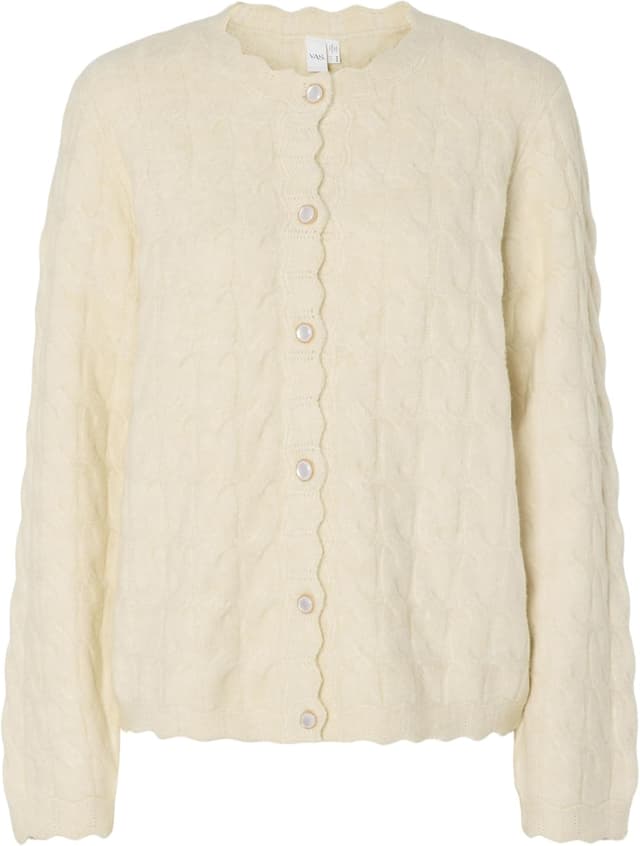 Detalle de YAS Damen Yasbubera LS Knit Cardigan – Strickcardigan mit durchgehender Frontöffnung