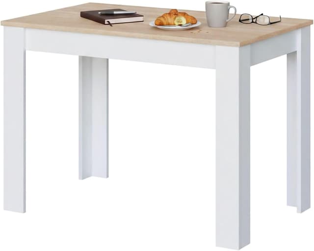 Detalle de Dmora Tavolo Lowell 109x67x78, bianco e rovere