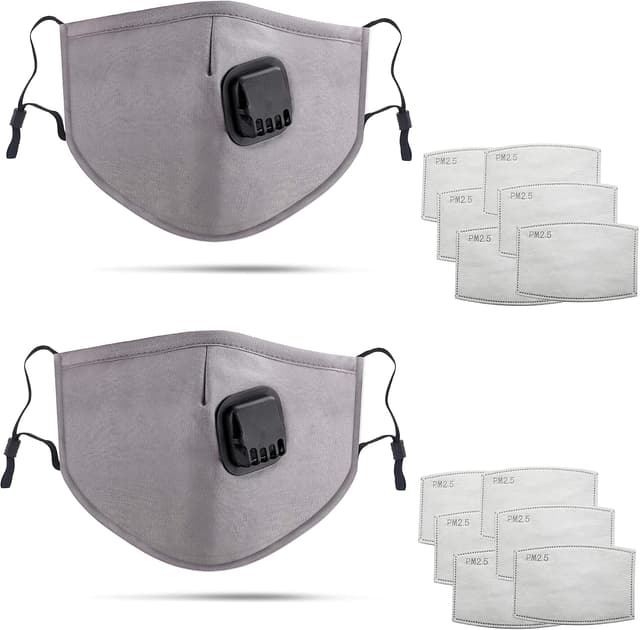 Detalle de DualVertex Face Masks – breathable reusable cotton mask with valve and replaceable filters