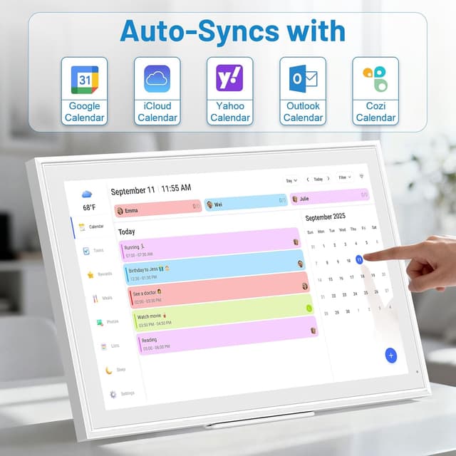 Detalle de Digital Calendar Smart Wall Display (21.5-Inch) for 2026 Planning, Chore Tasks, Weather & Photo Frame